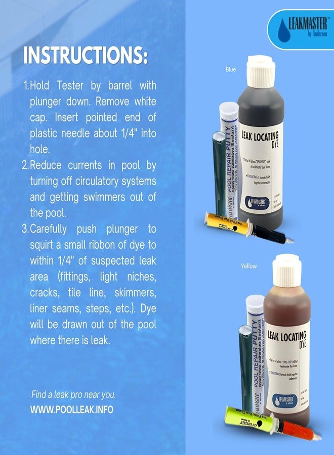 Goodscious Pool Leak Dye Test Refill for Leakmaster - Spa/Party Pool Dye for Pool Leak Detection - Precise Swimming Pool Leak Detection Dye Kit - Leak Locating Dye on Swimming Pool Leak Detection Kit - Blue,8 oz - Image 3